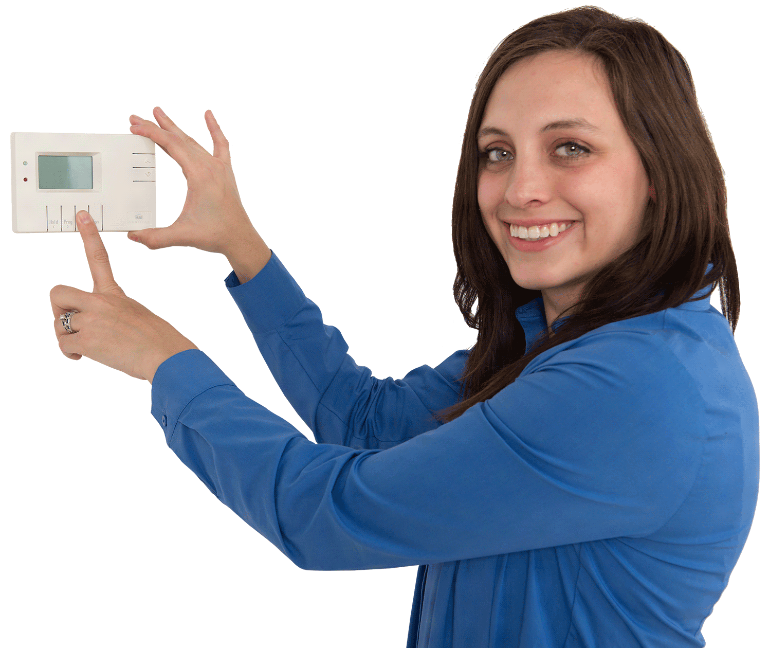 woman with thermostat