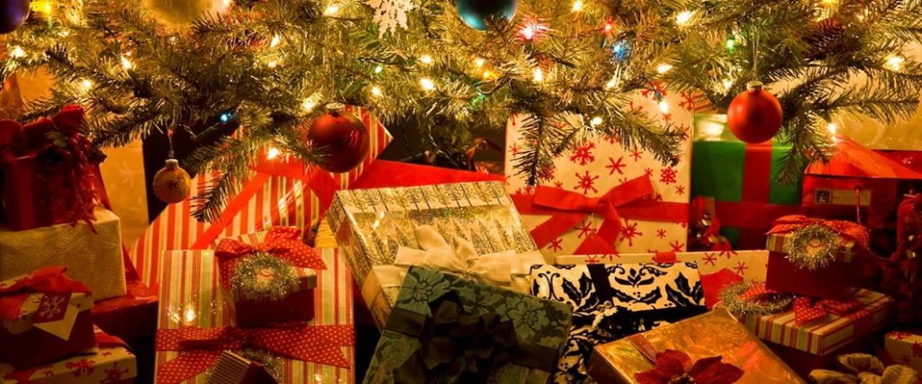 presents under christmas tree