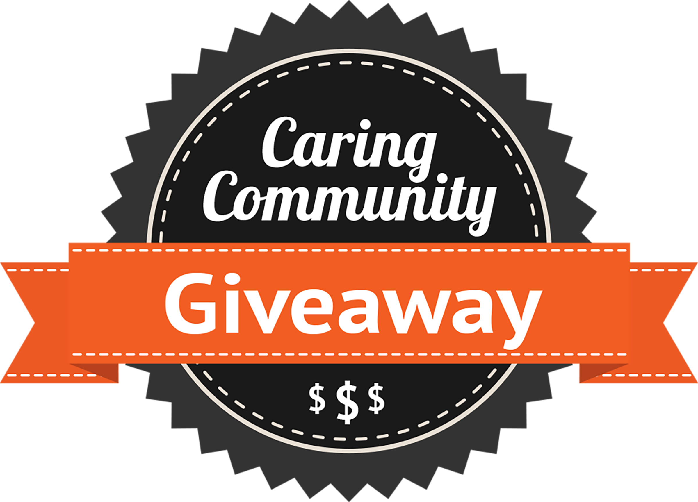 Caring community giveaway badge.