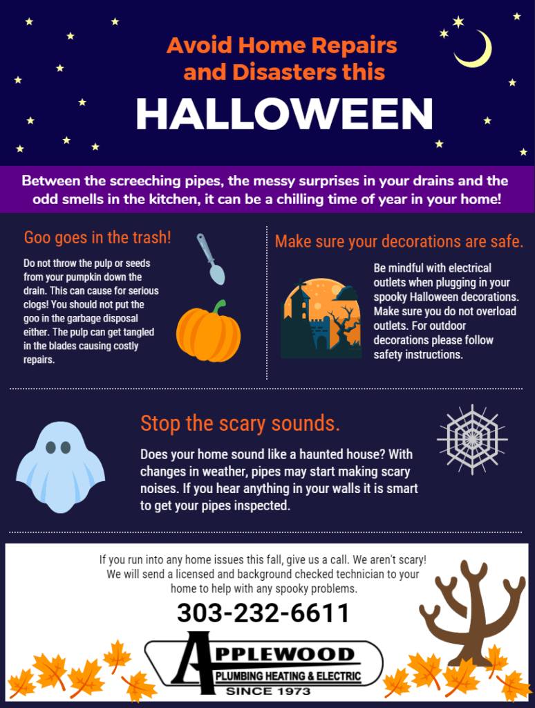 Infographic with Halloween safety tips for the home.