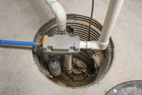 A sump pump installed in a Colorado basement.