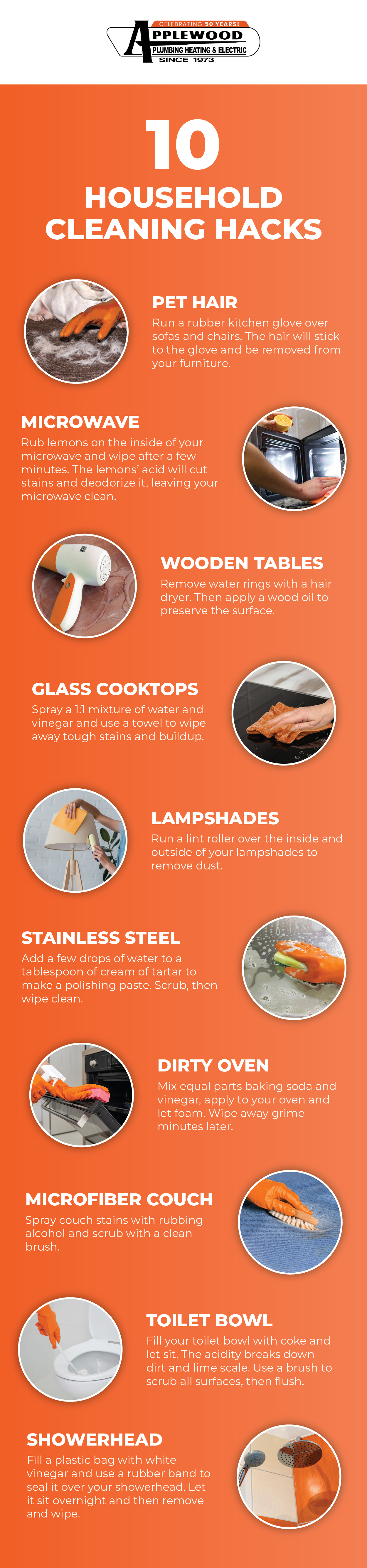 Infographic showing helpful cleaning tips.
