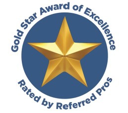 Gold Star award of excellence badge