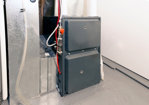 A new, energy efficient furnace in a home.