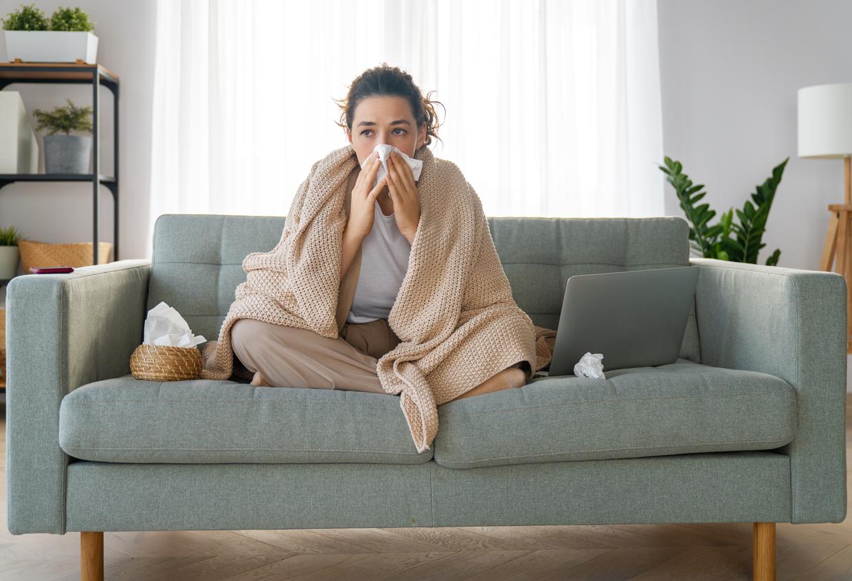 Woman dealing with dry winter air
